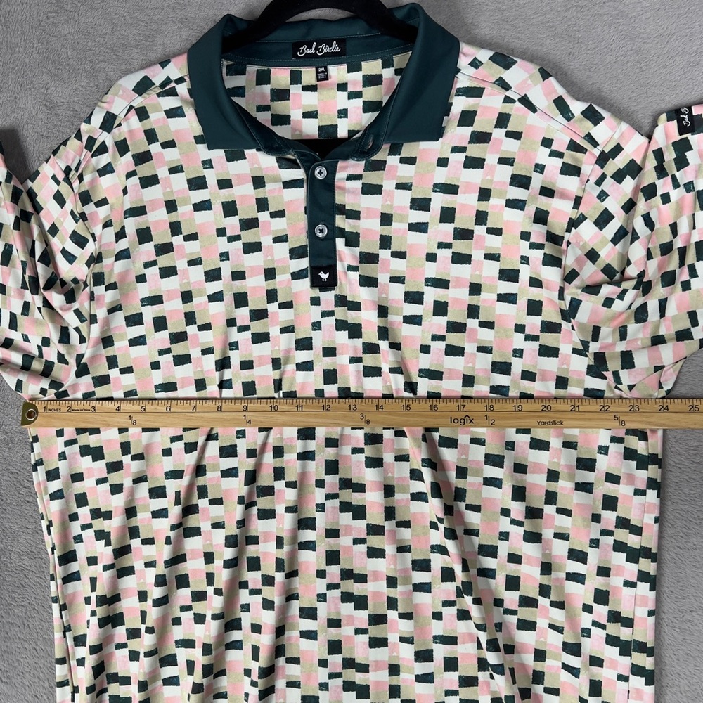 Bad Birdie‎ Italian Checkerboard Golf Polo Shirt Men's 2XL Stretch Outdoors - Picture 7 of 10
